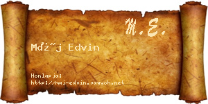 Máj Edvin névjegykártya